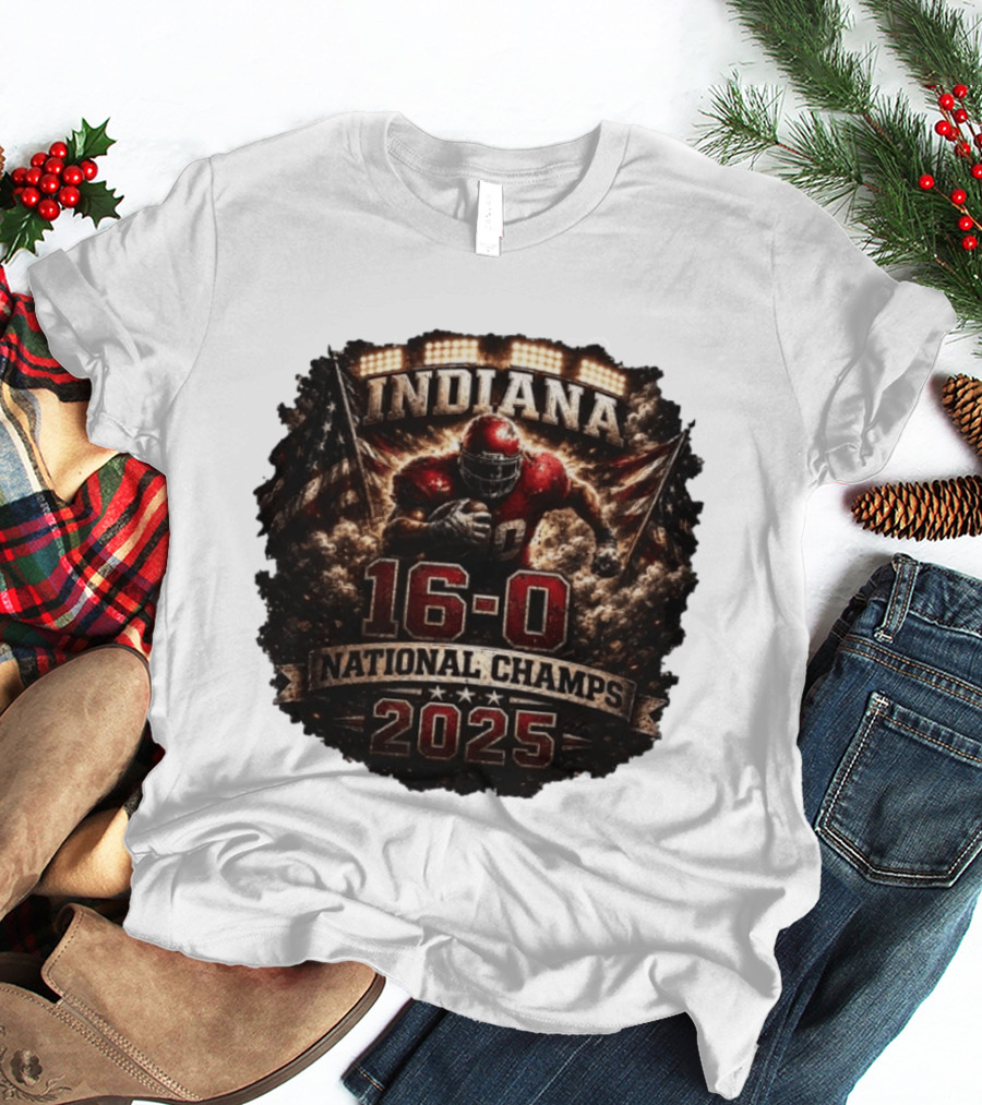Indiana 16 0 National Champs 2025 Football Victory Celebration T-Shirt