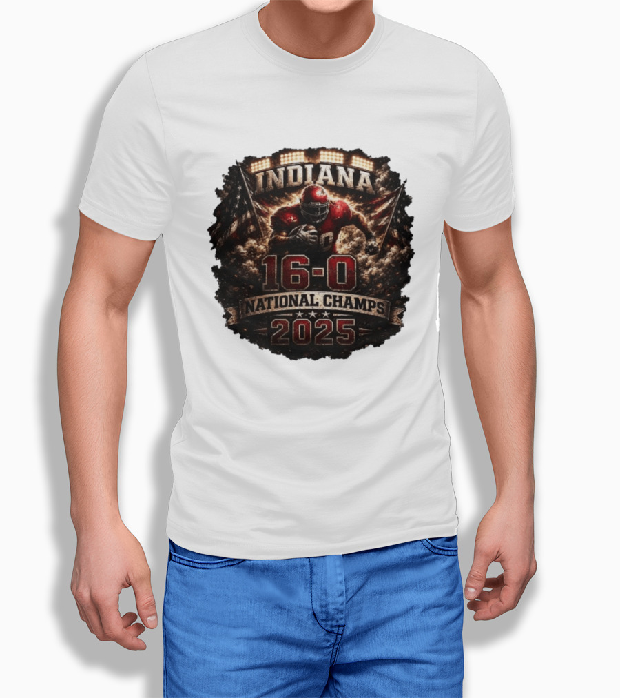 Indiana 16 0 National Champs 2025 Football Victory Celebration T-Shirt