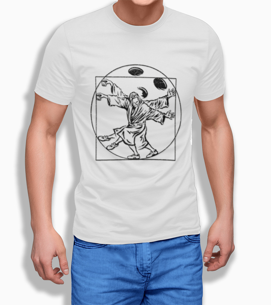 Jesus Christ Vitruvian Man Juggling Coffee And Whiskey Beans T-Shirt