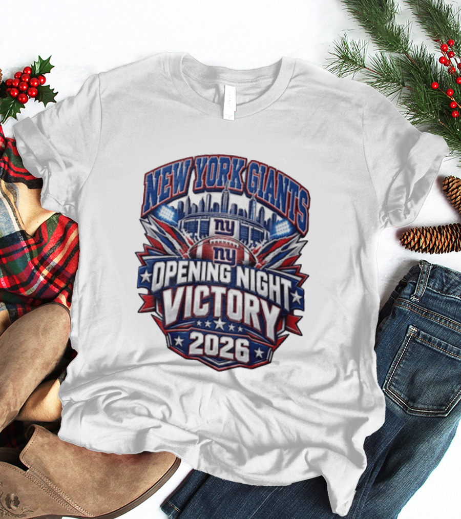 New York Giants 2026 Opening Night Victory Stadium Celebration T-Shirt