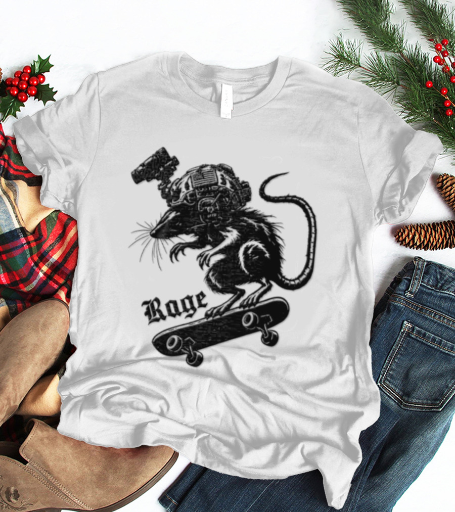 Skater Rat Tactical Helmet Night Vision Rage Skateboarding Adventure T-Shirt