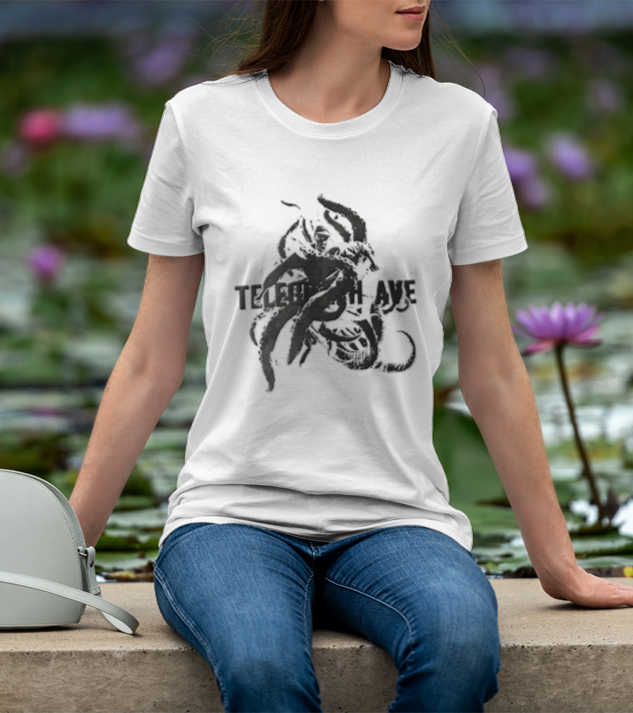 Telegraph Ave Giant Octopus Attacking Sailor Halftone T-Shirt