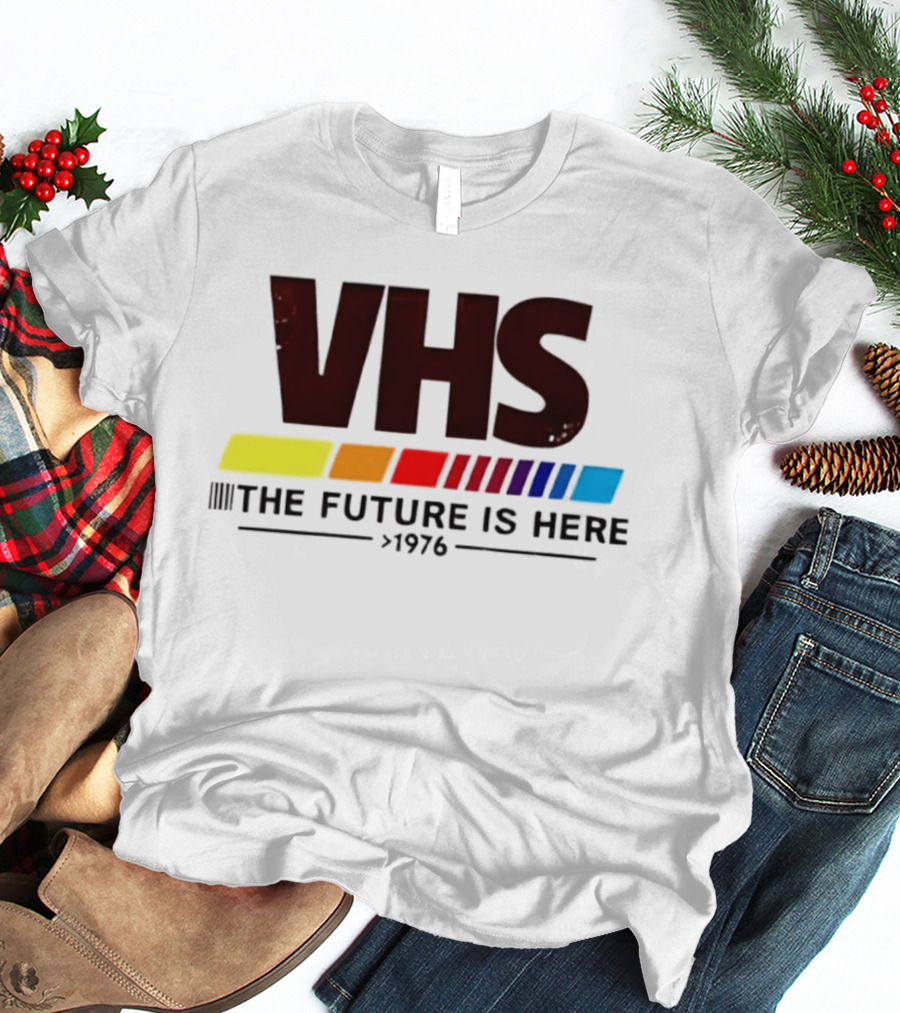 VHS The Future Is Here 1976 Retro Color Stripes T-Shirt