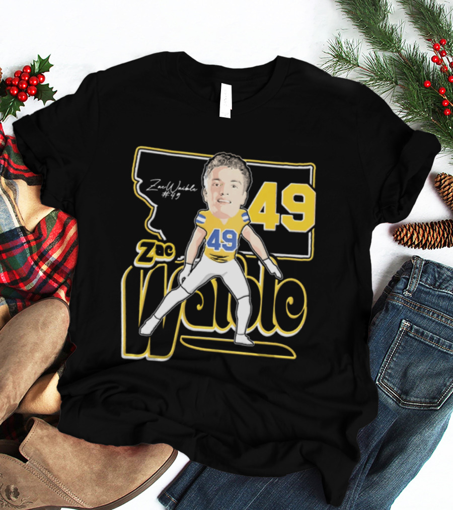 Zac Waible 49 Montana State Bobcats Football Caricature T-Shirt