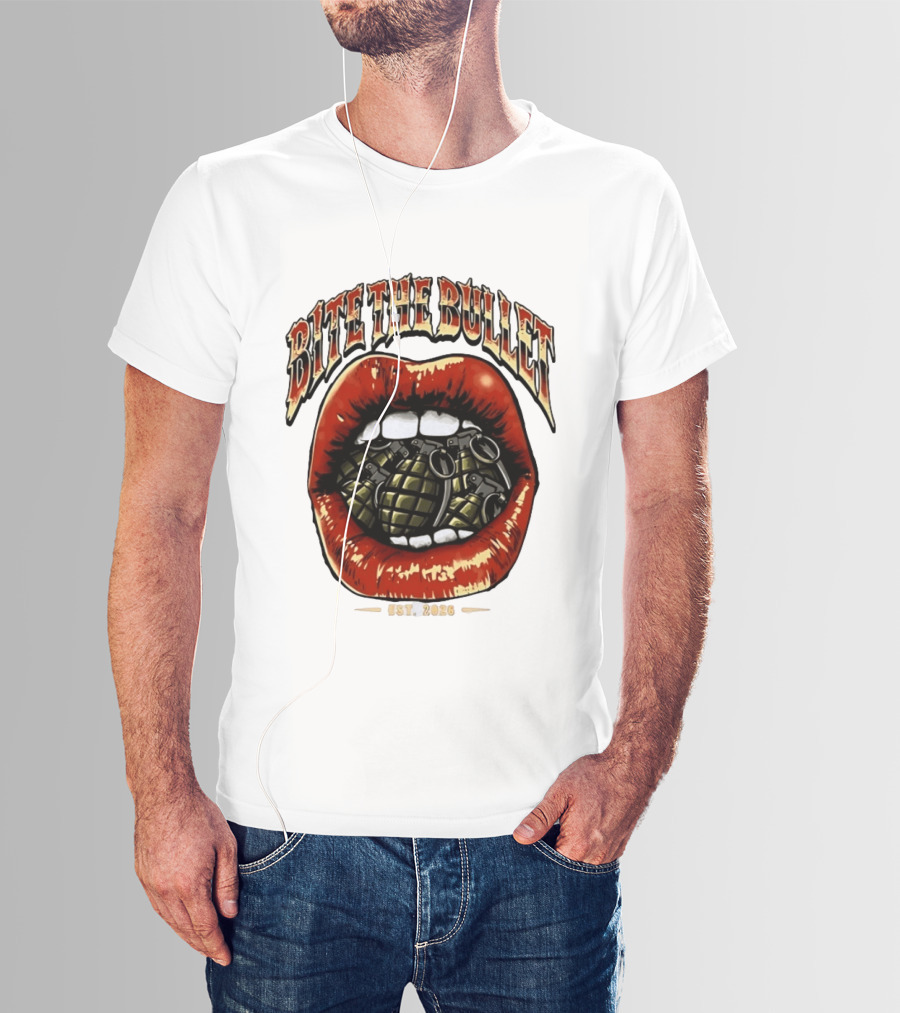 Bite The Bullet Grenade Lips Est 2026 Edgy T-Shirt