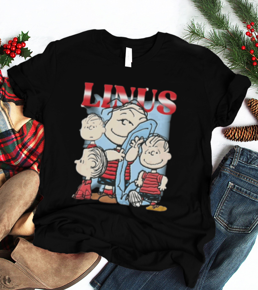 Peanuts Linus Holding Blue Blanket Bootleg Sparkle 2020 Collage T-Shirt