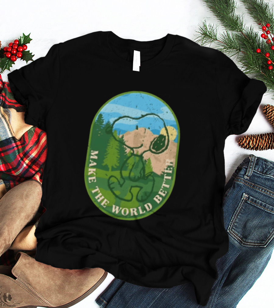 Snoopy Make The World Better Mountain Forest Retro Peanuts T-Shirt