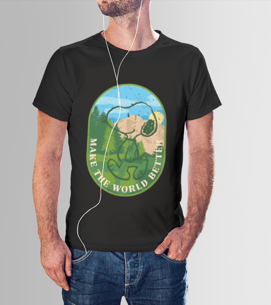 Snoopy Make The World Better Mountain Forest Retro Peanuts T-Shirt