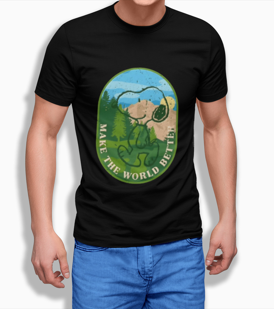 Snoopy Make The World Better Mountain Forest Retro Peanuts T-Shirt