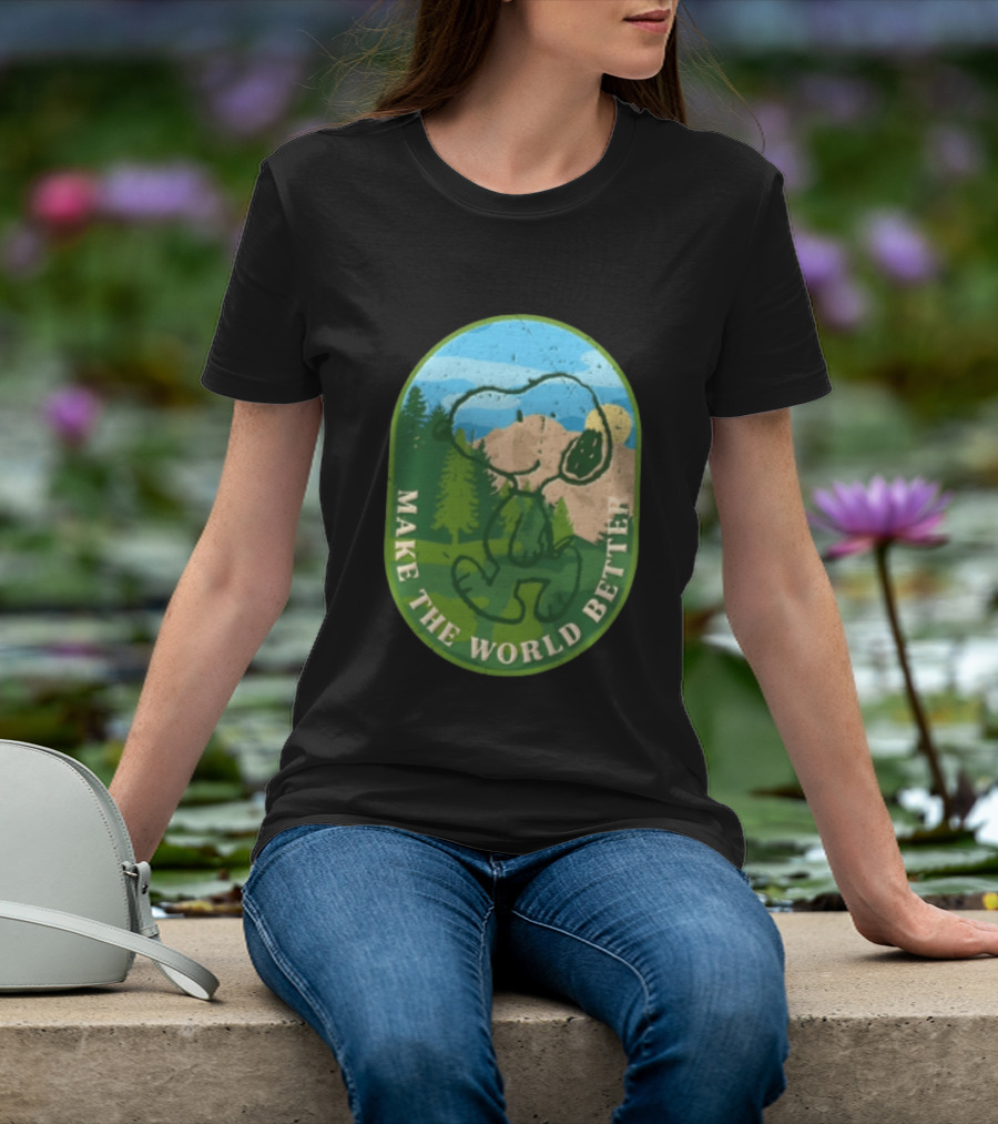Snoopy Make The World Better Mountain Forest Retro Peanuts T-Shirt