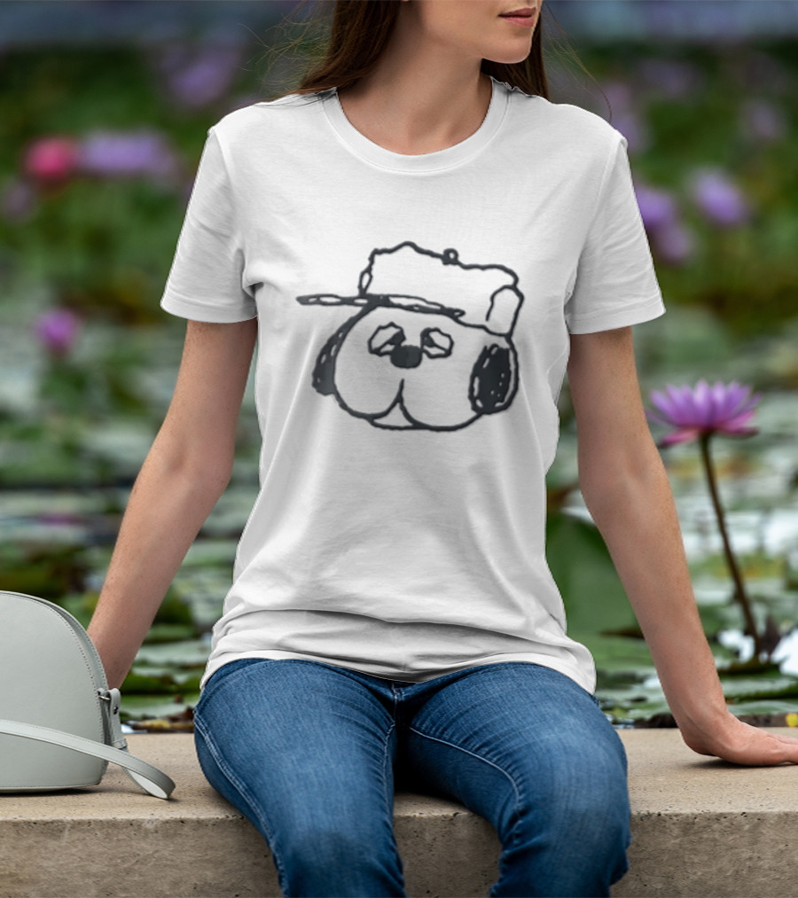 Peanuts Olaf Cartoon Droopy Dog Head Cap T-Shirt