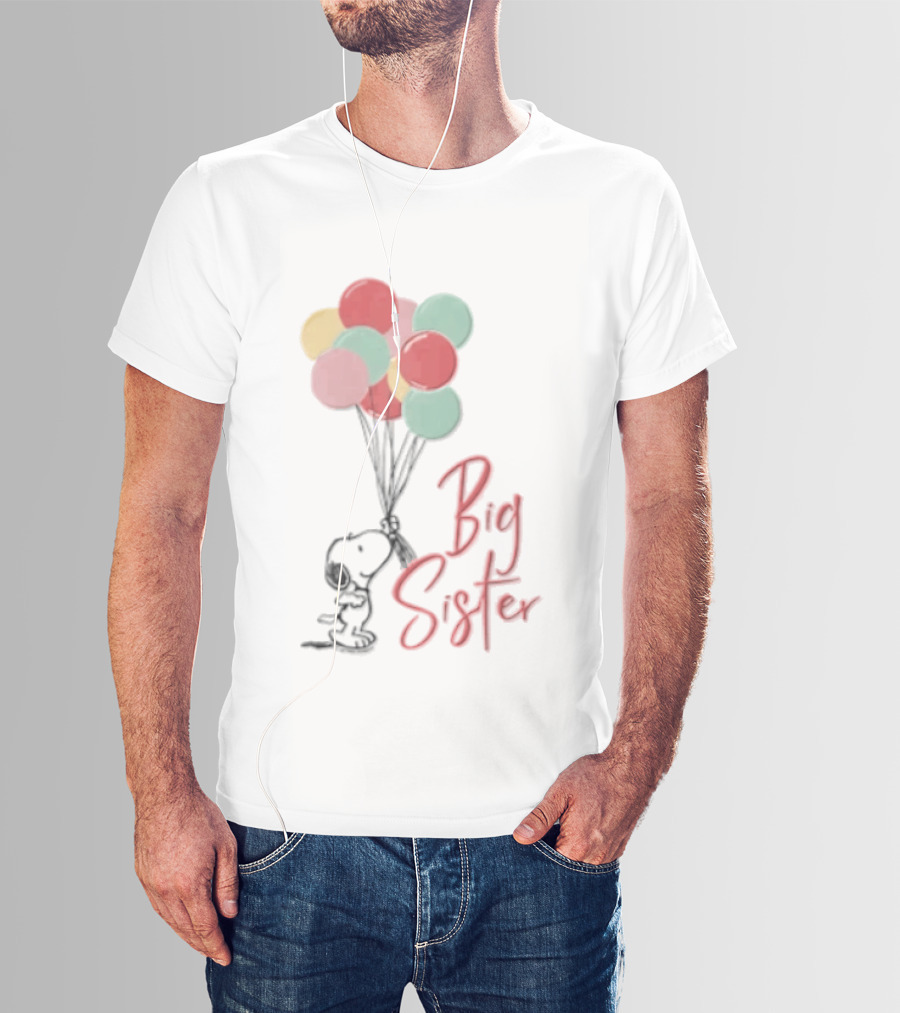 Peanuts Snoopy Big Sister Pastel Balloons Cartoon Dog T-Shirt