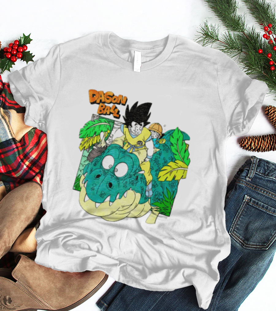 Goku Gohan Riding Dinosaur Dragon Ball Adventure Scene T-Shirt