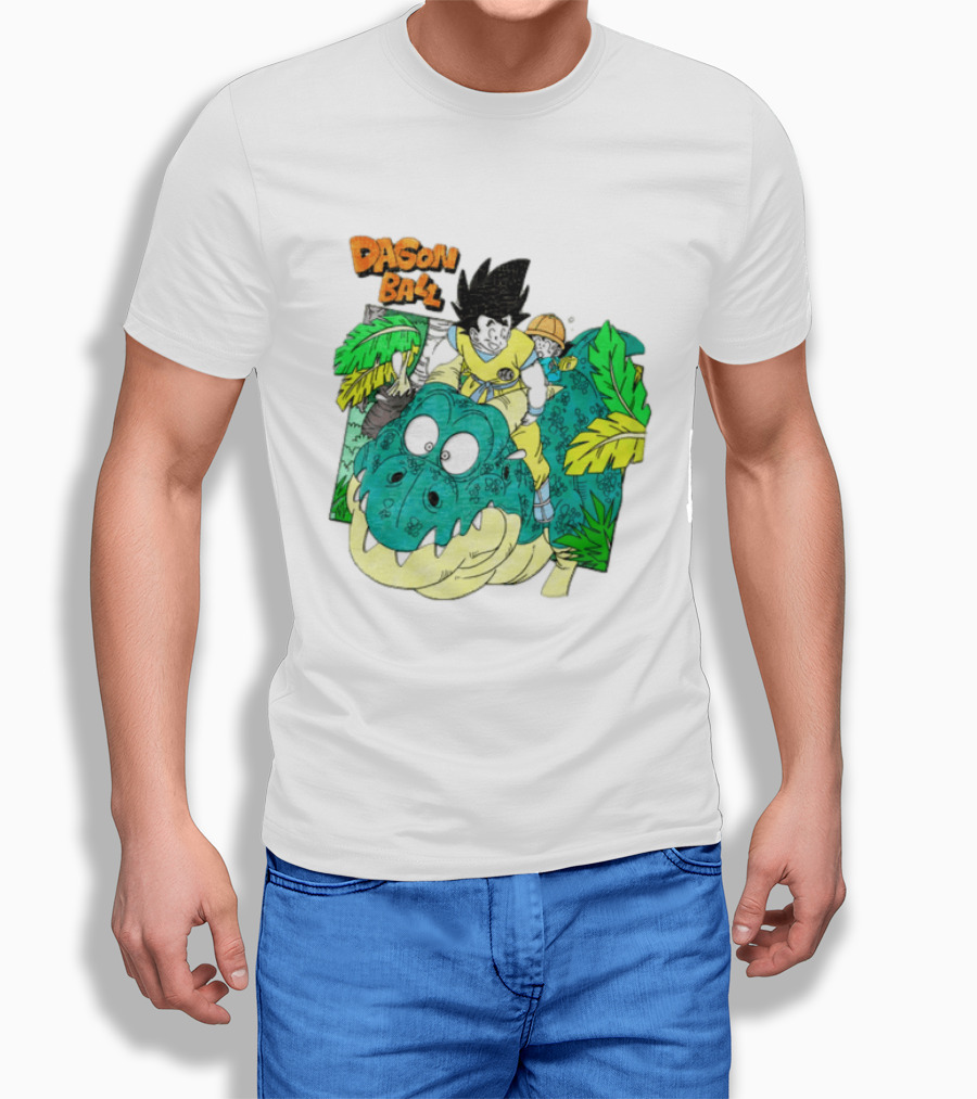 Goku Gohan Riding Dinosaur Dragon Ball Adventure Scene T-Shirt