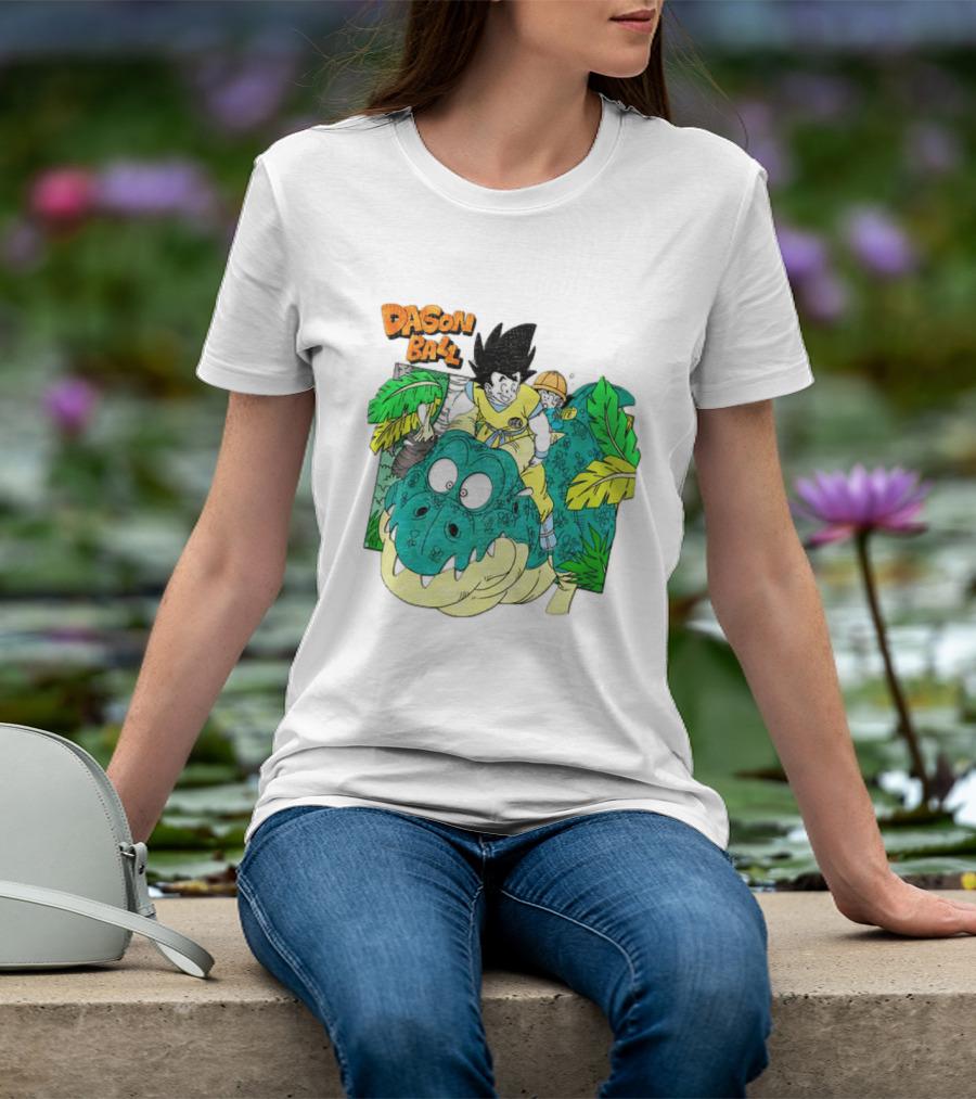 Goku Gohan Riding Dinosaur Dragon Ball Adventure Scene T-Shirt