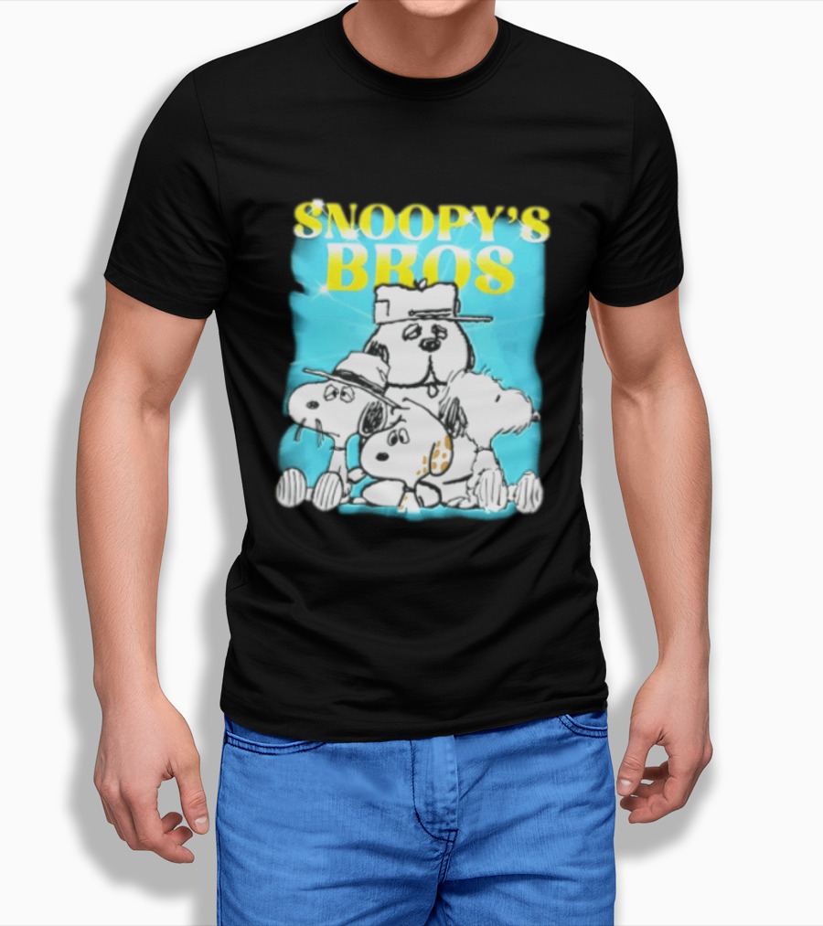 Snoopys Bros Cartoon Dogs Sparkles Blue Bootleg T-Shirt