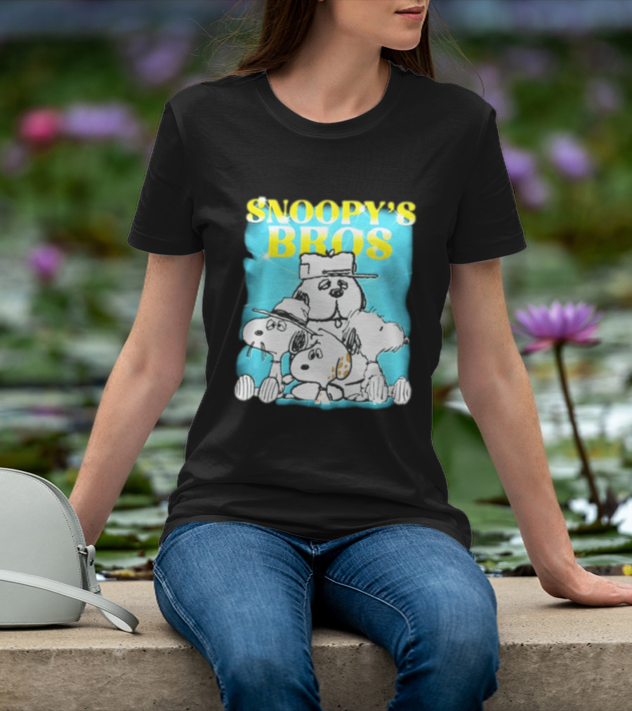 Snoopys Bros Cartoon Dogs Sparkles Blue Bootleg T-Shirt