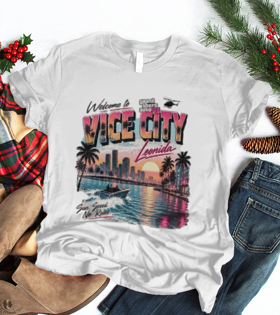 Welcome To Vice City GTA VI Sun Speed No Rules Leonida T-Shirt