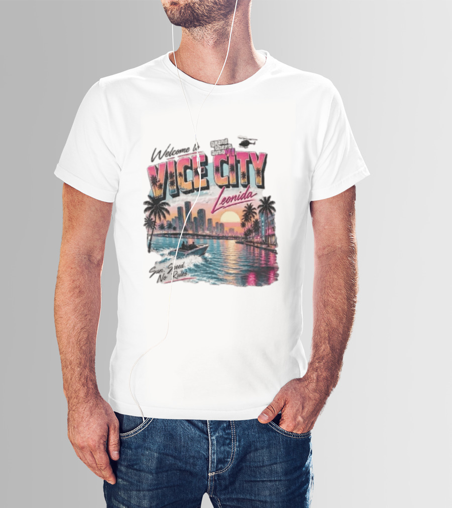 Welcome To Vice City GTA VI Sun Speed No Rules Leonida T-Shirt
