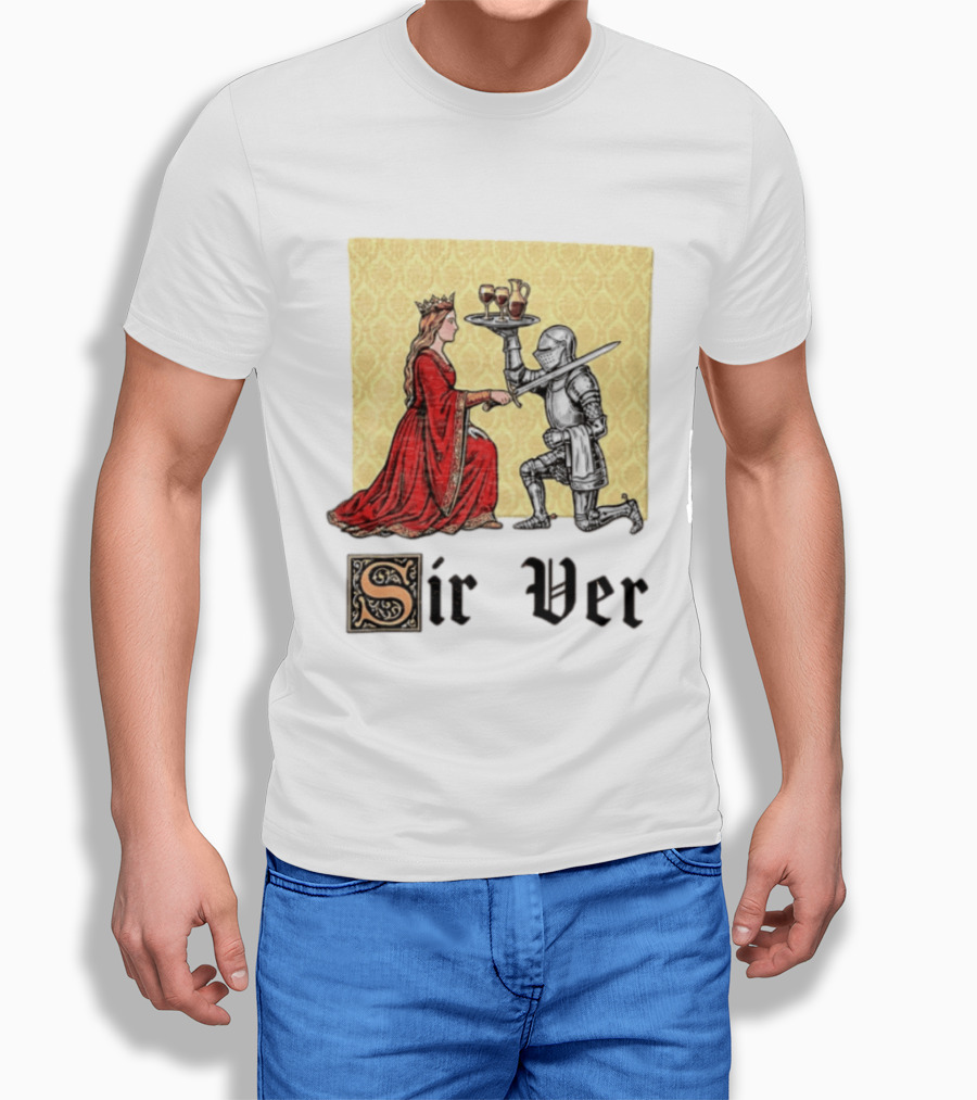 Sir Ver Knight Serving Wine To Queen Medieval Fantasy T-Shirt
