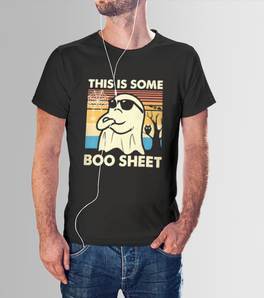 This Is Some Boo Sheet Sunset Ghost Sunglasses Tree T-Shirt