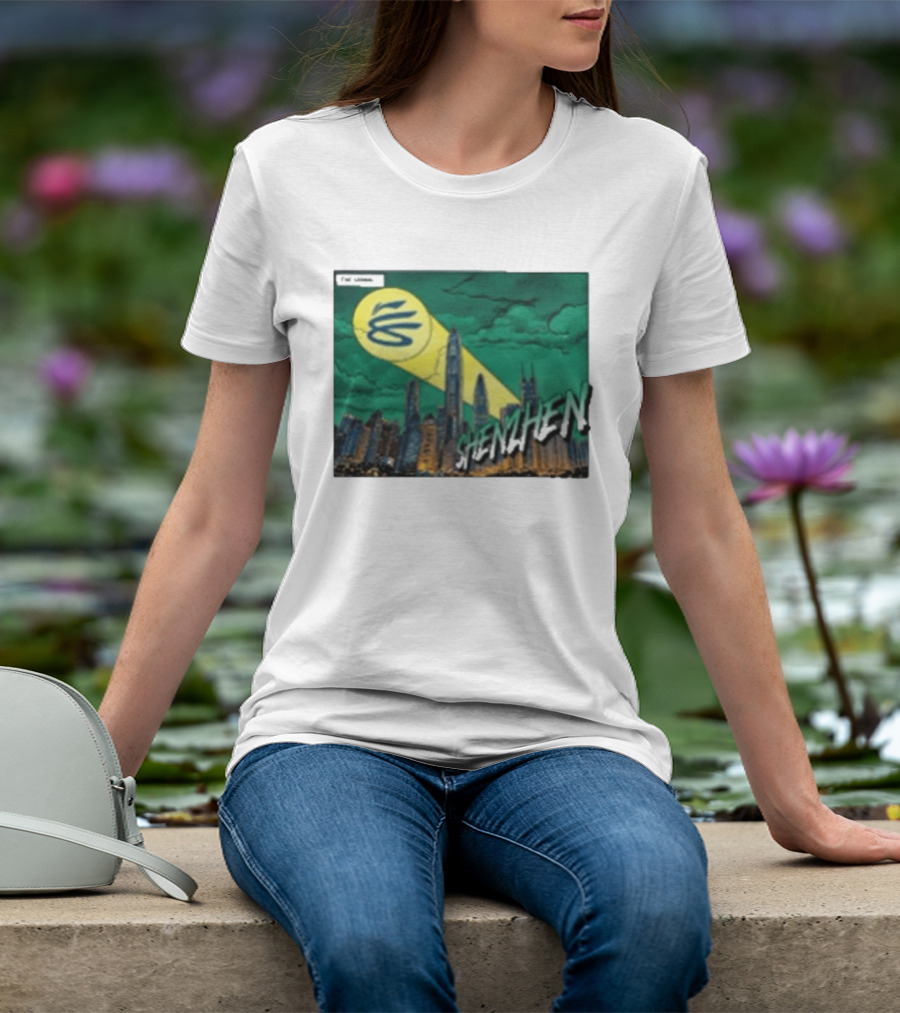 Stephen Curry Li Ning X Curry China Tour Shenzhen City Skyline Spotlight T-Shirt