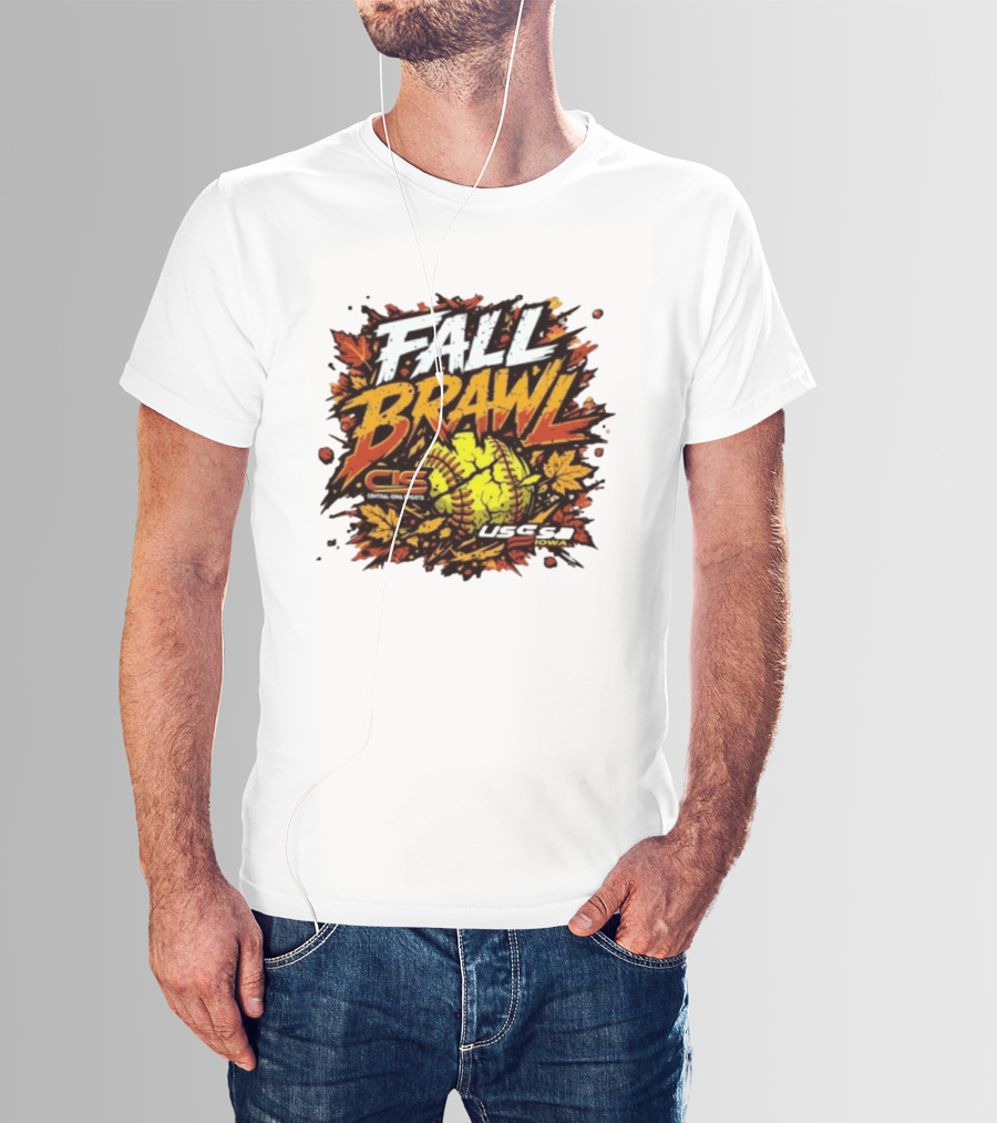 USSSA Fall Brawl Central Iowa Sports Tournament 2026 With Autumn Leaves And Softball T-Shirt