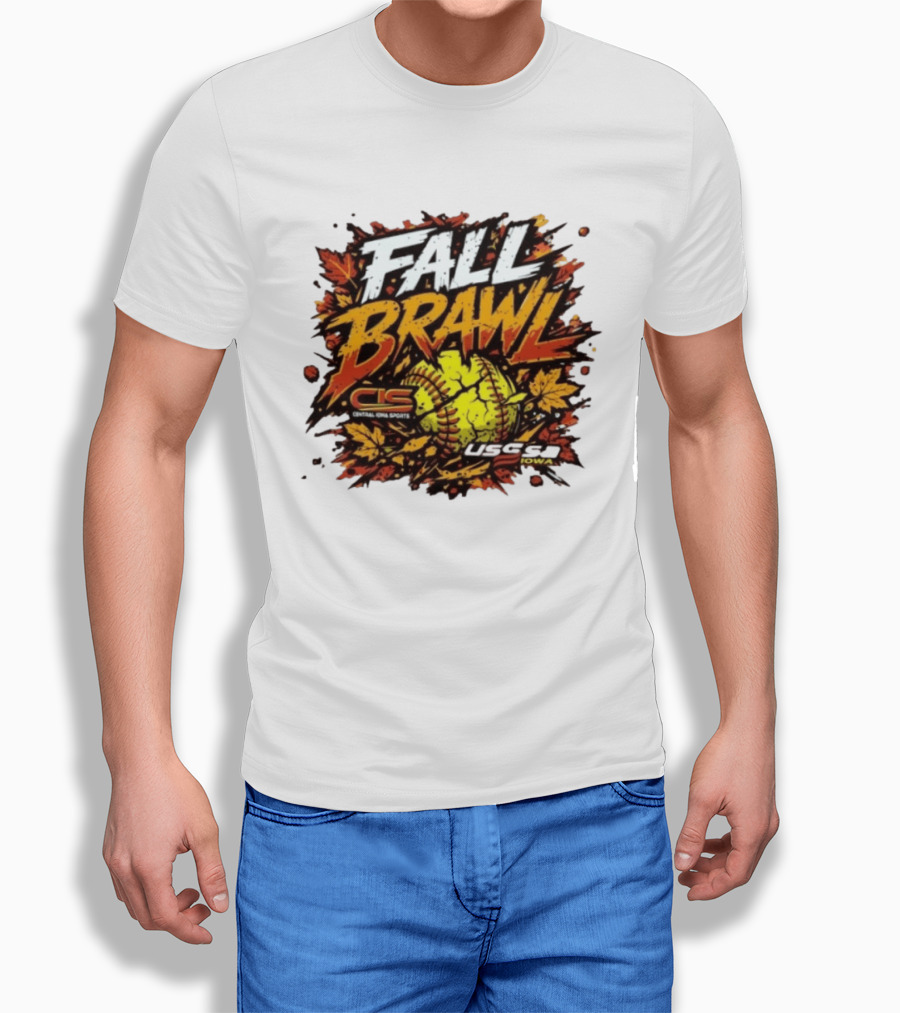 USSSA Fall Brawl Central Iowa Sports Tournament 2026 With Autumn Leaves And Softball T-Shirt