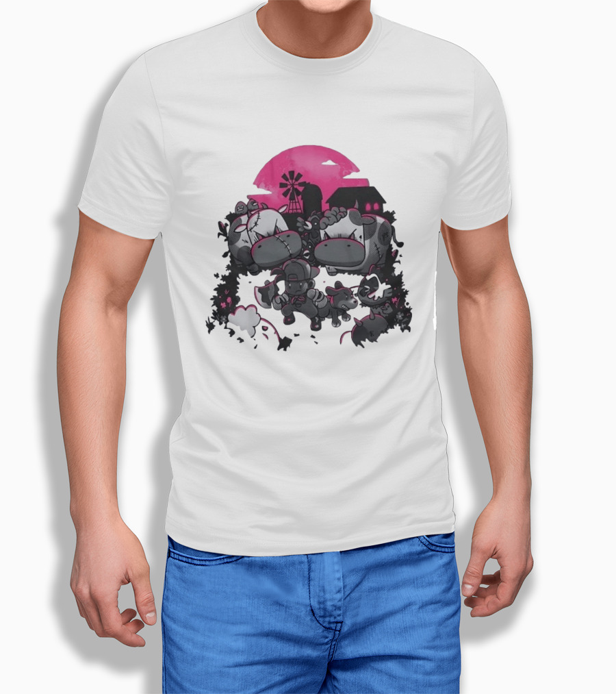 Zombie Farm Undead Creepy Cows Horror Scene T-Shirt