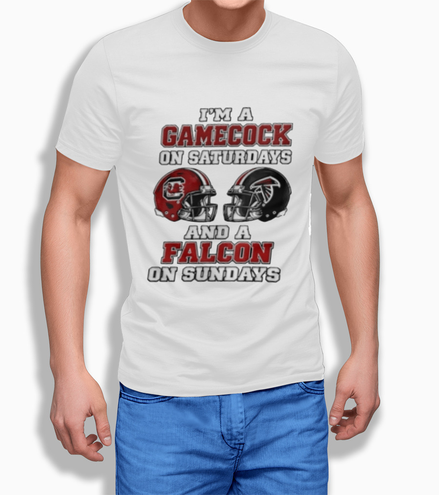 I'm A Gamecock On Saturdays And A Falcon On Sundays Helmet Football Fan شعار T-Shirt