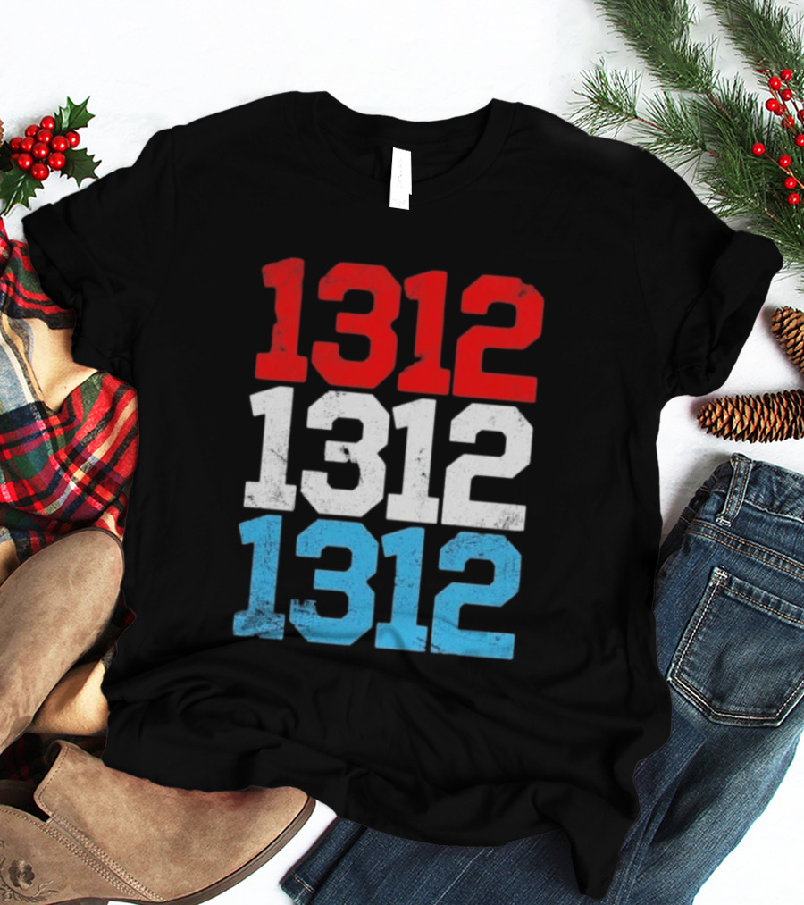 1312 ACAB Distressed Protest Red White Blue Stacked T-Shirt