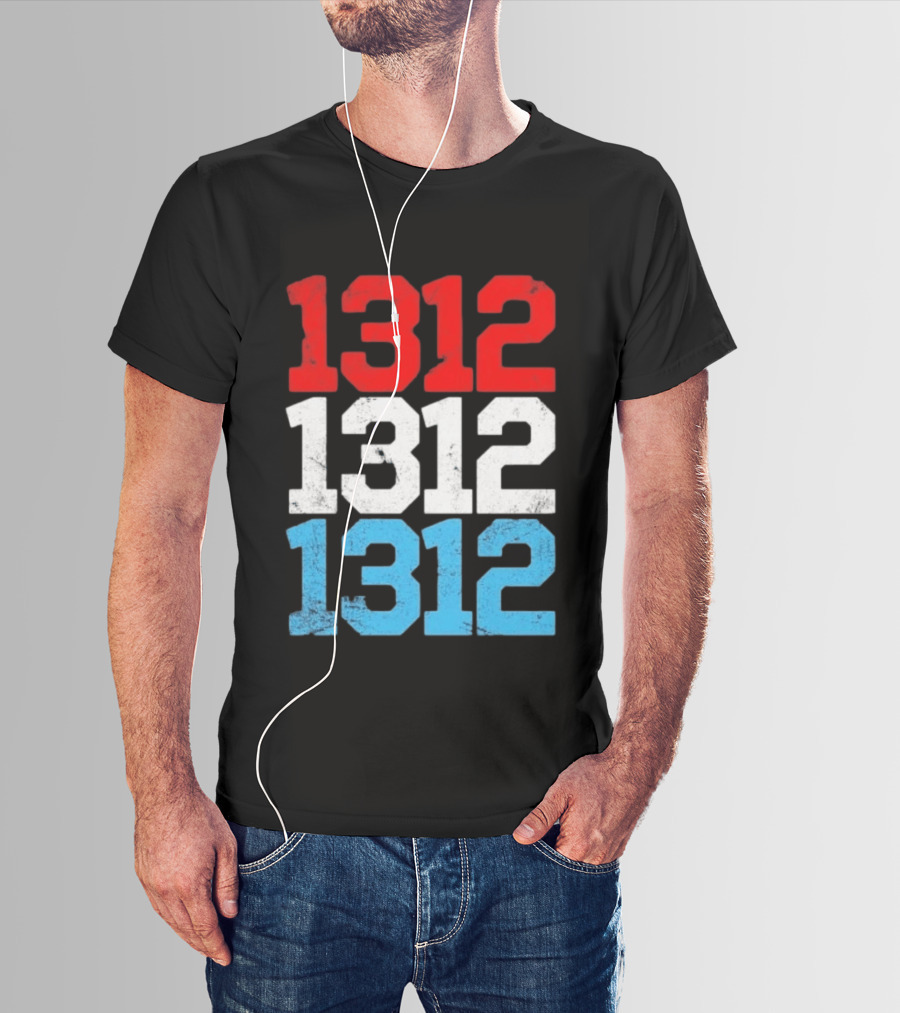 1312 ACAB Distressed Protest Red White Blue Stacked T-Shirt