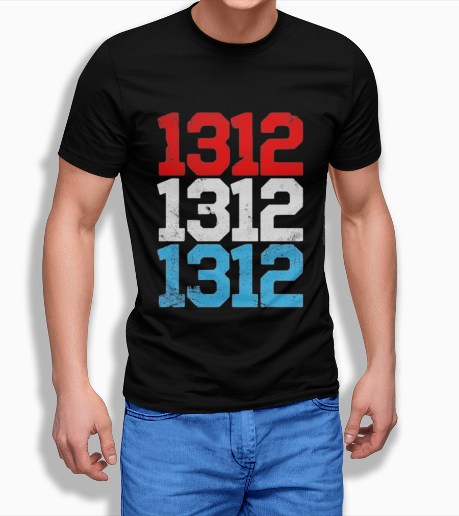 1312 ACAB Distressed Protest Red White Blue Stacked T-Shirt