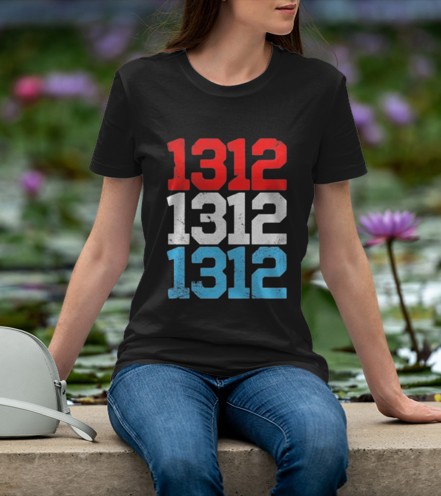 1312 ACAB Distressed Protest Red White Blue Stacked T-Shirt