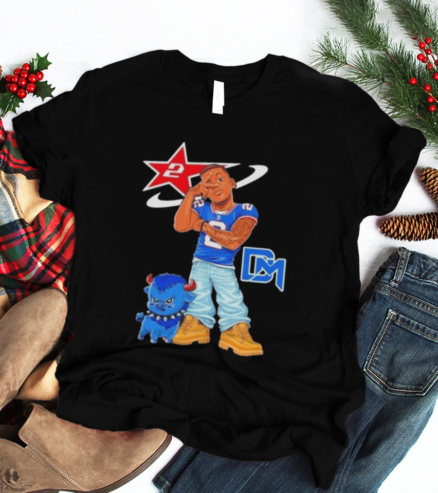 DJ Moore No 2 Buffalo Bills Cartoon Player With Buffalo And Red Star T-Shirt