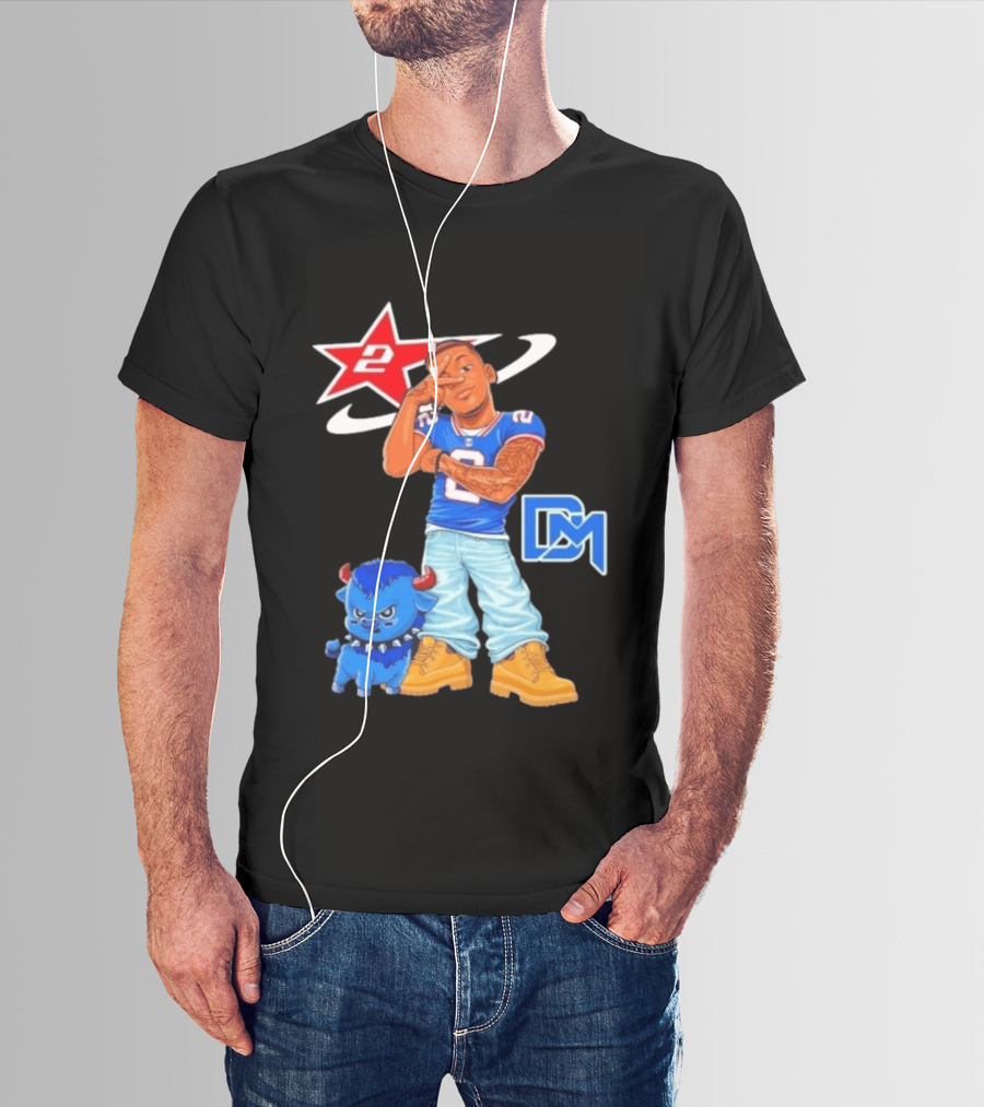 DJ Moore No 2 Buffalo Bills Cartoon Player With Buffalo And Red Star T-Shirt