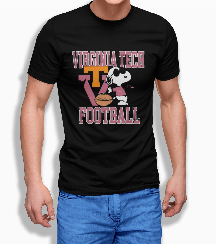 Virginia Tech Football Snoopy Let's Go Hokies T-Shirt