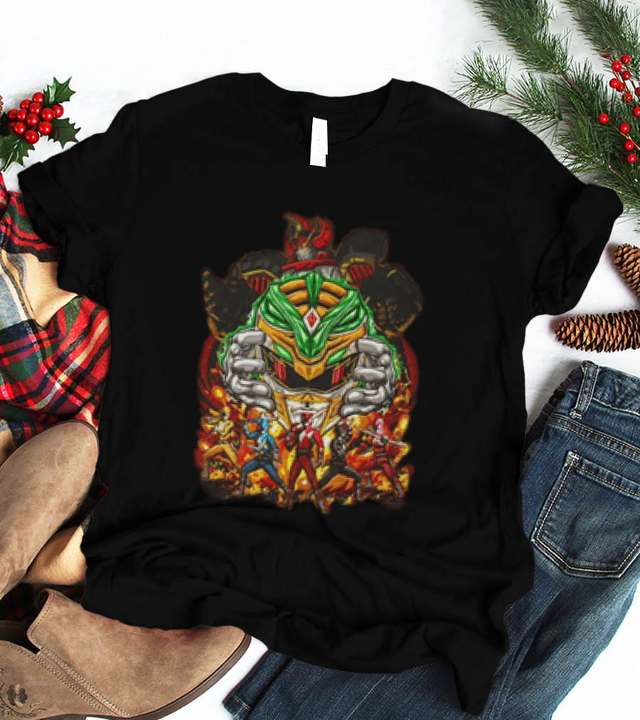 Mighty Morphin Power Rangers Green Ranger Red Ranger Megazord Characters T-Shirt
