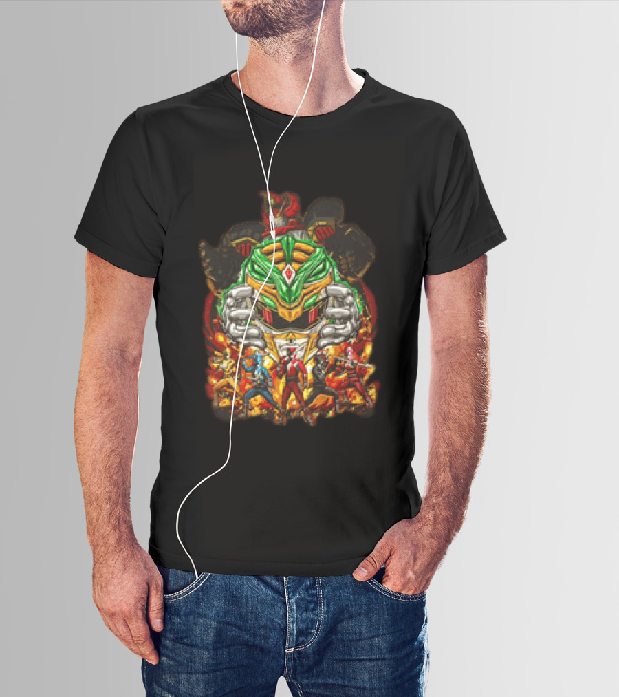 Mighty Morphin Power Rangers Green Ranger Red Ranger Megazord Characters T-Shirt