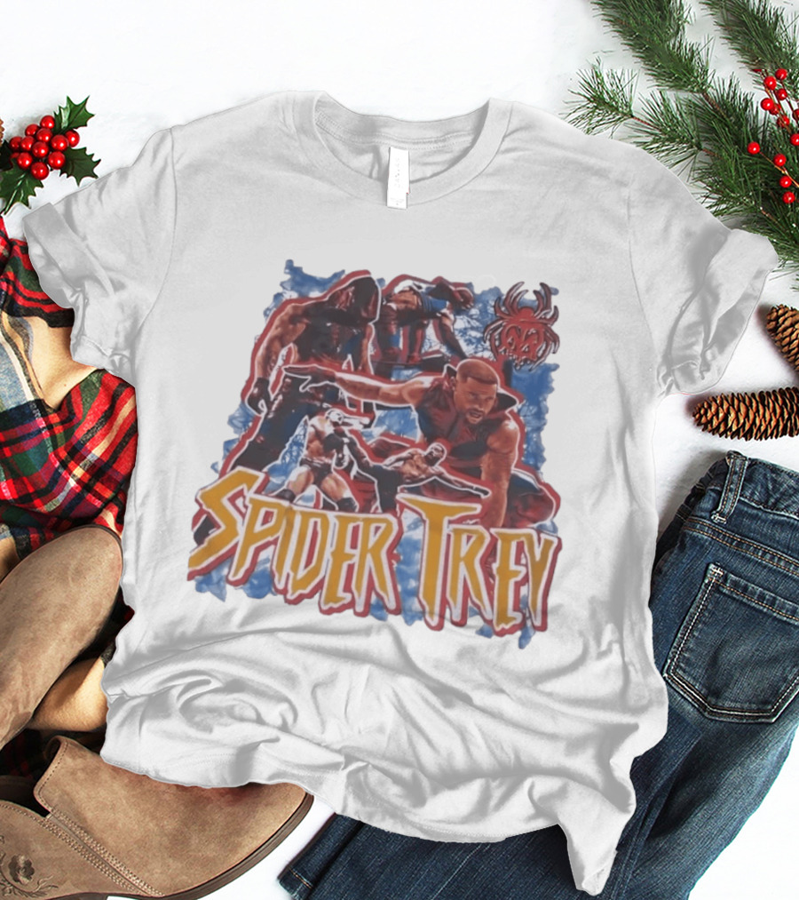 Spider Trey Wrestling Wrestler Sports Action Montage T-Shirt
