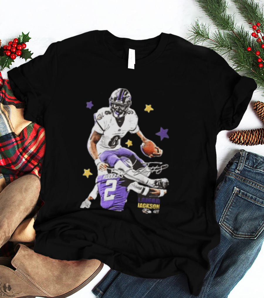 Lamar Jackson Baltimore Ravens Stars Rodgers 2 NFL T-Shirt