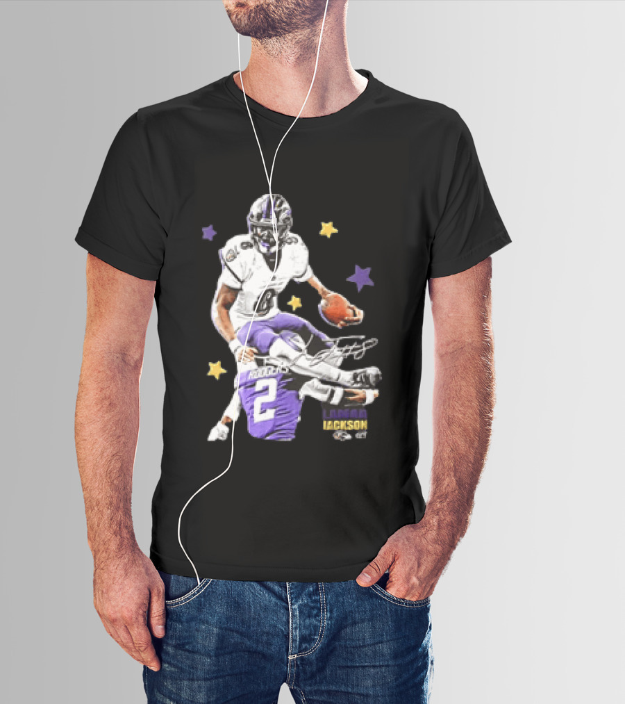 Lamar Jackson Baltimore Ravens Stars Rodgers 2 NFL T-Shirt