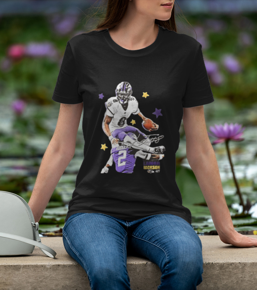 Lamar Jackson Baltimore Ravens Stars Rodgers 2 NFL T-Shirt