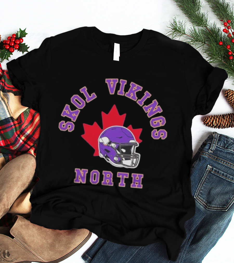 Skol Vikings North Canada 2026 Football Helmet Red Maple Leaf T-Shirt