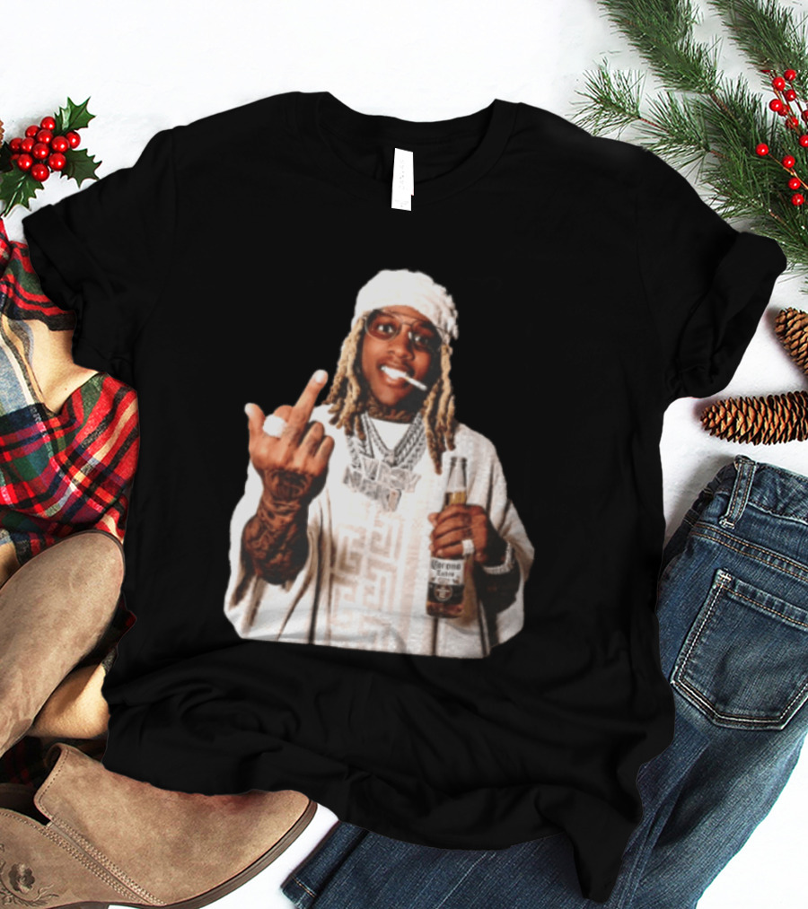 Lil Durk Only The Family Vroy Nick Corona Extra Beer Smoking Middle Finger T-Shirt