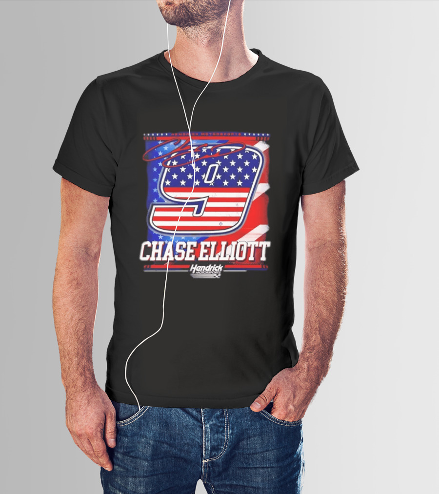 Chase Elliott 9 Hendrick Motorsports American Flag Racing T-Shirt