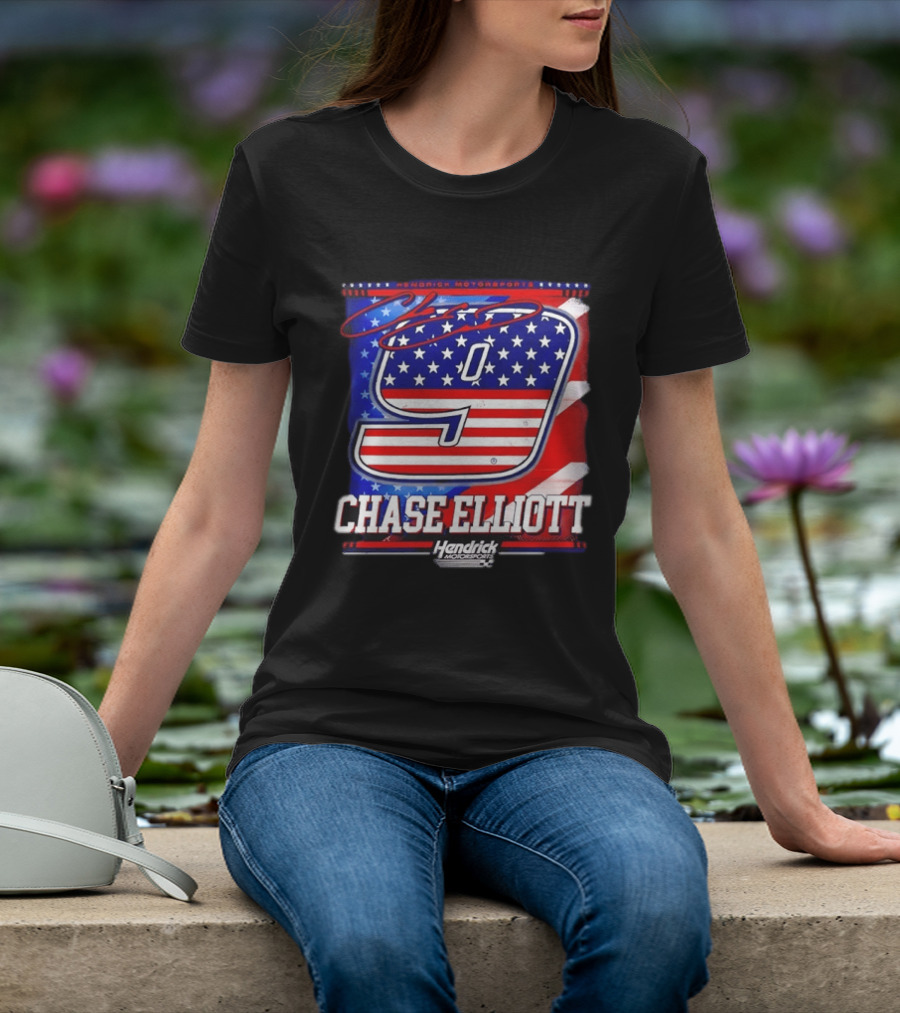 Chase Elliott 9 Hendrick Motorsports American Flag Racing T-Shirt