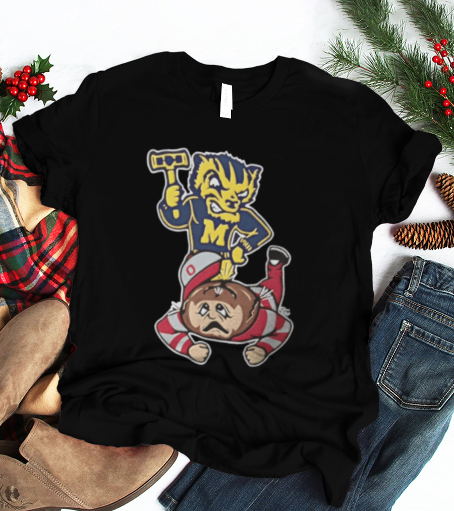 Michigan Wolverines Vs Ohio State Buckeyes Football Rivalry Mascot Showdown T-Shirt