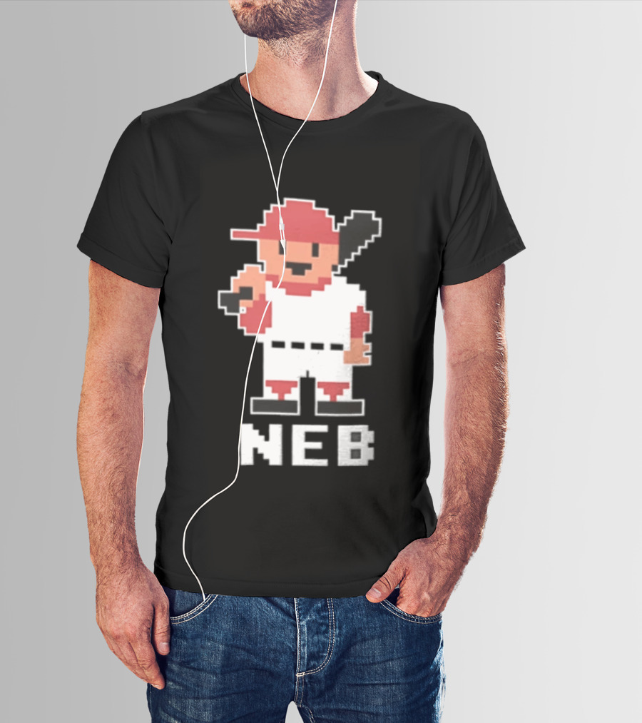 Nebraska Cornhuskers 8 Bit Baseball Player NEB T-Shirt