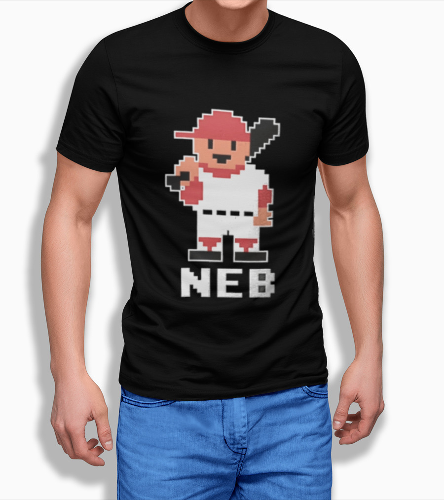 Nebraska Cornhuskers 8 Bit Baseball Player NEB T-Shirt